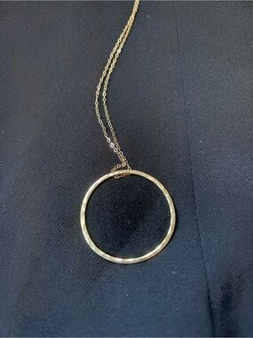 Hammered Gold Circle Pendant Necklace for Women